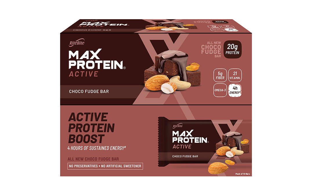Ritebite Max Protein Active Choco Fudge Bar   Box  900 grams